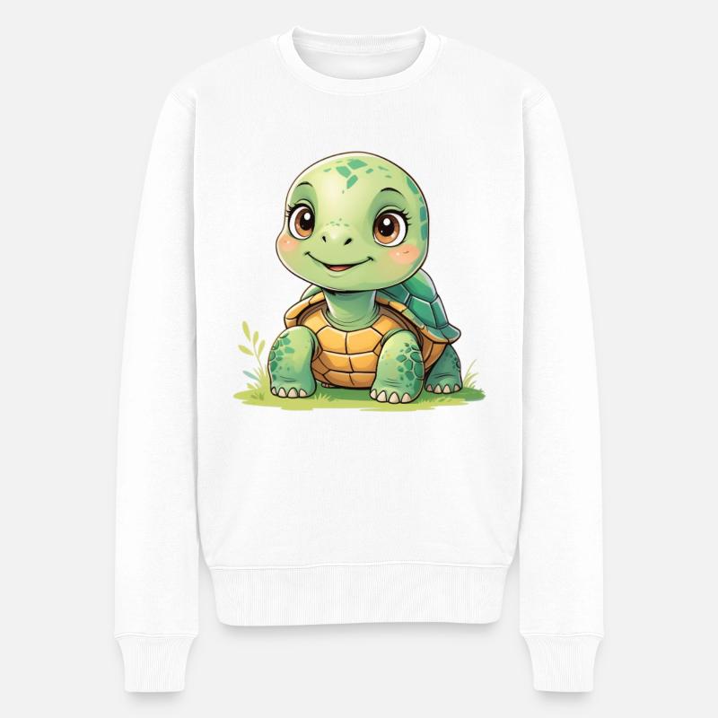 Kuschelturtle Sonnenschein - Männer Premium Bio Pullover - Weiß