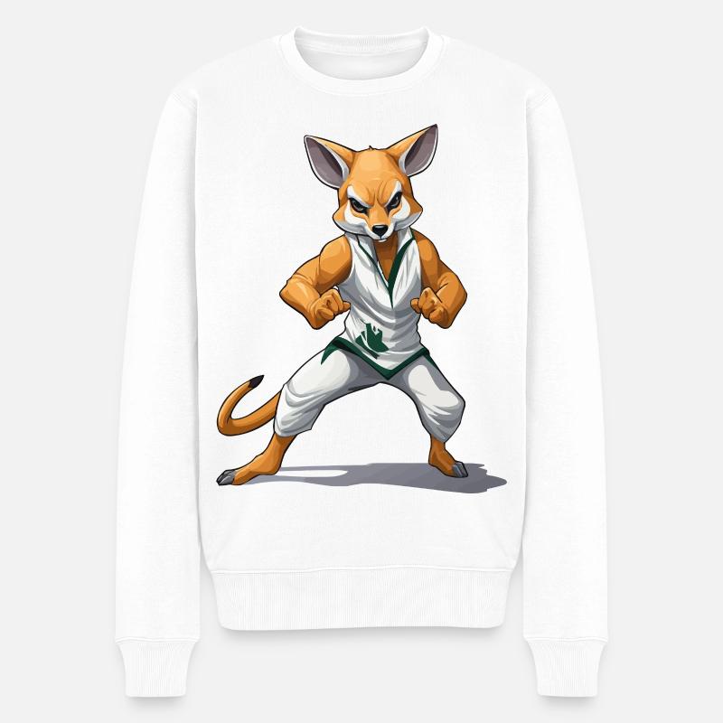 Fuchs-Kämpfer im Kung-Fu - Männer Premium Bio Pullover - Weiß
