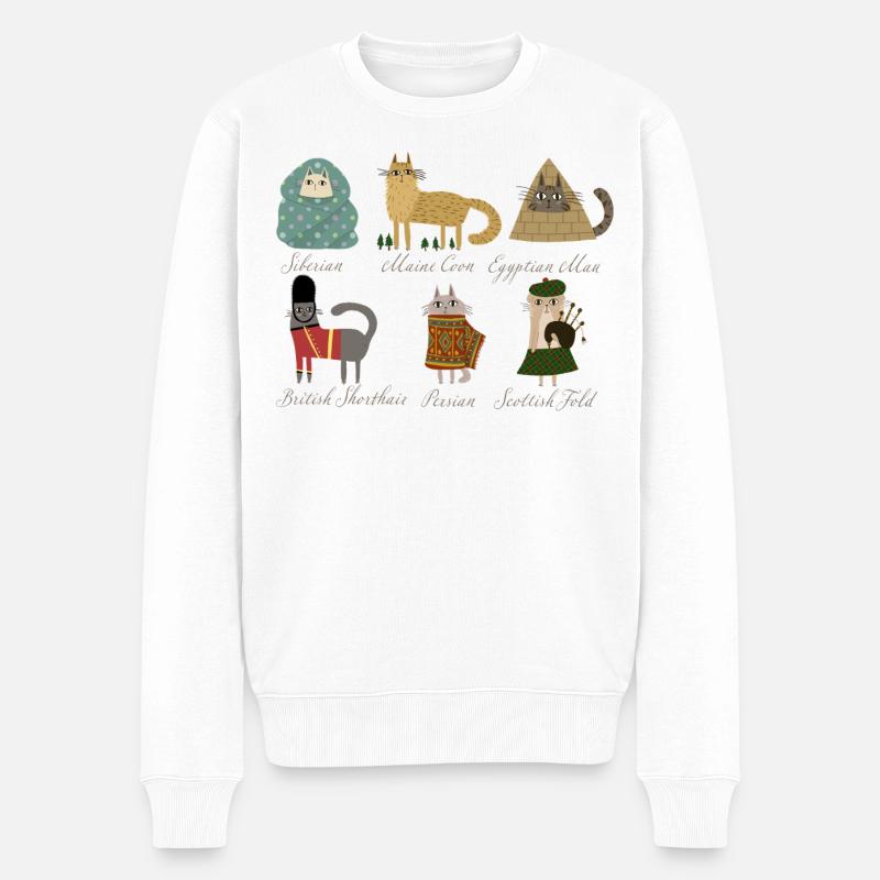 Races de chats - Pull Premium bio Homme - blanc