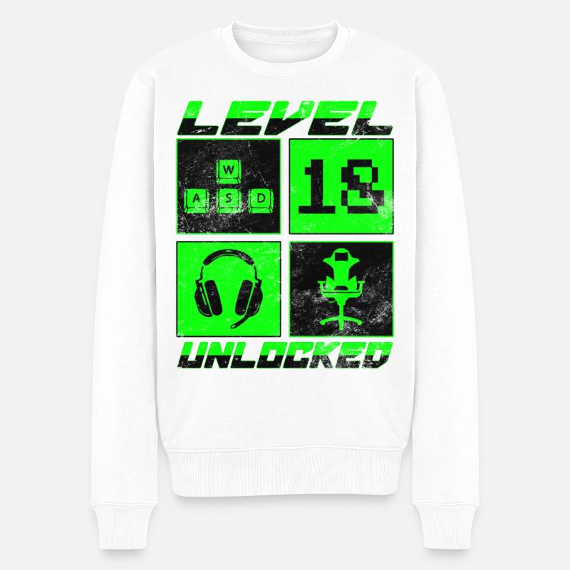 level 18 unlocked - Männer Premium Bio Pullover - Weiß