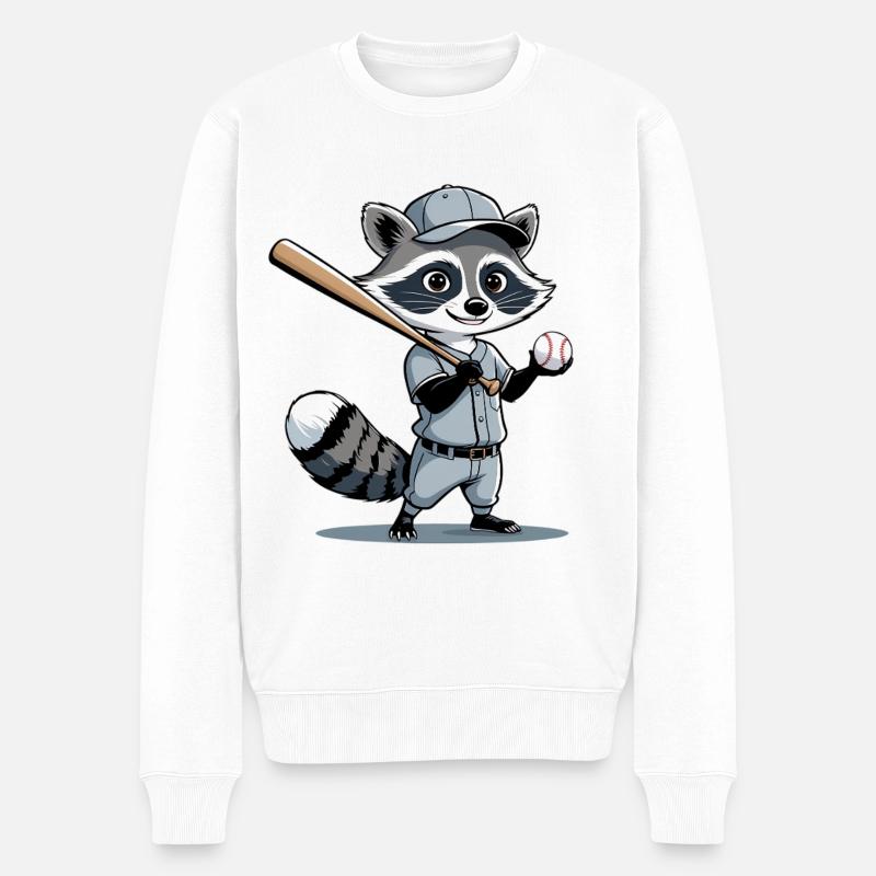 Héros du baseball Raccoon - Pull Premium bio Homme - blanc