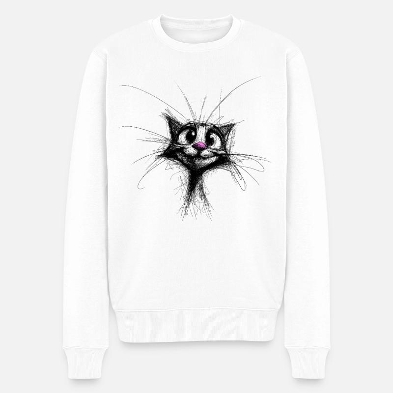 Des chats mignons en style croquis - Pull Premium bio Homme - blanc