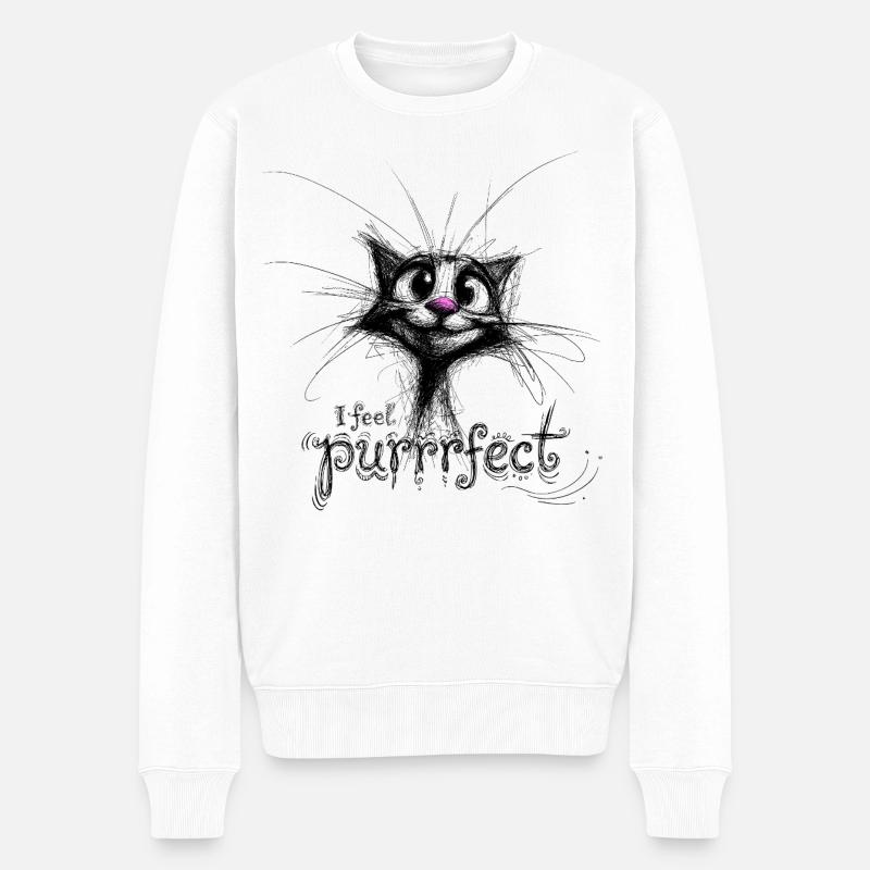 chat mignon – je me sens purrfec - Pull Premium bio Homme - blanc
