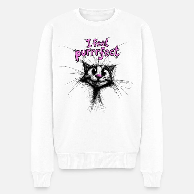 Niedliche Kitten - I feel purrrfect - Männer Premium Bio Pullover - Weiß