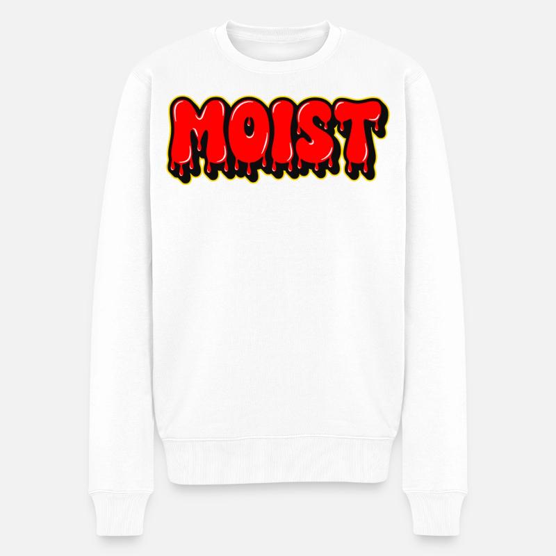 Feuchte, grobe Schrift - Männer Premium Bio Pullover - Weiß