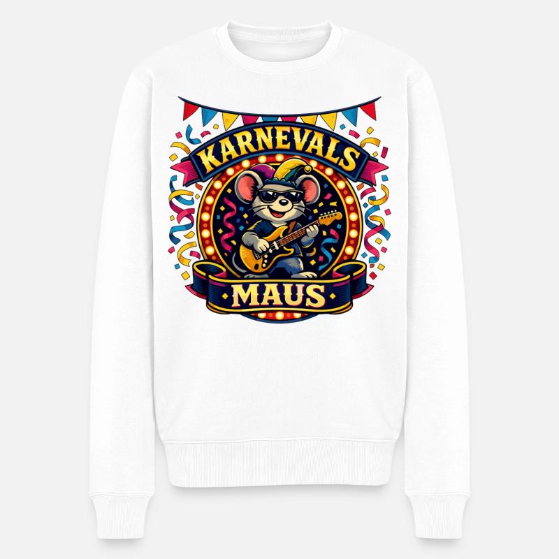 Karneval Maus Rock Köln Alaaf Geschenk - Männer Premium Bio Pullover - Weiß