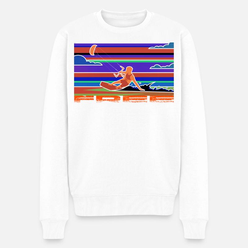 Kitesurf - Männer Premium Bio Pullover - Weiß