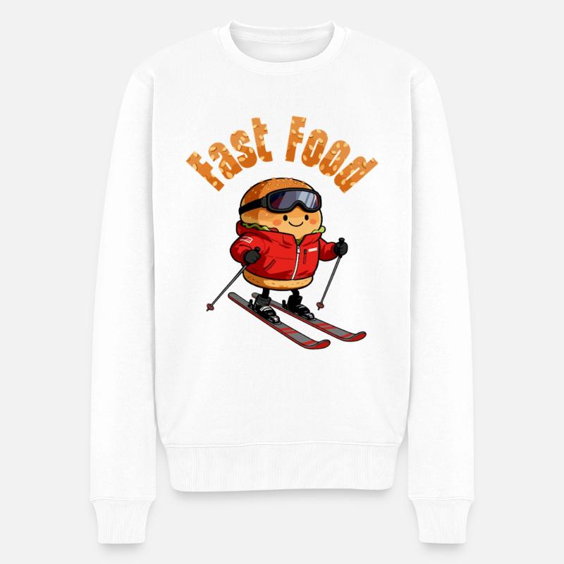 Fast Food auf Skiern - Männer Premium Bio Pullover - Weiß