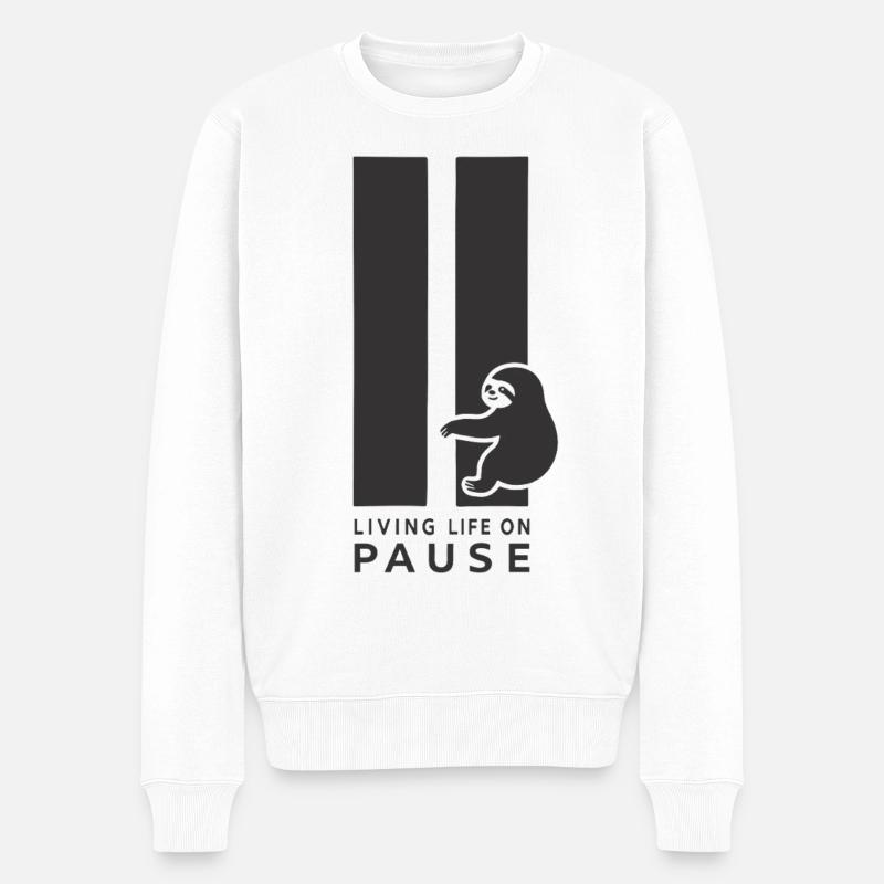Paresseux vivant en pause Relaxant Relaxant - Pull Premium bio Homme - blanc
