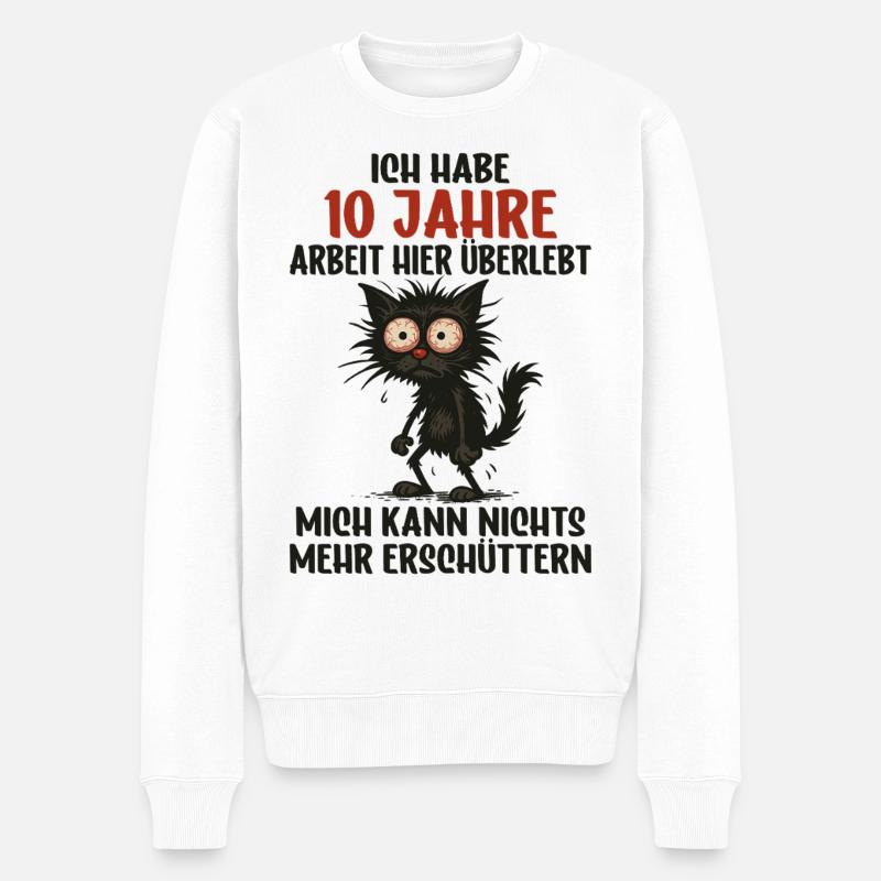 10 Jähriges Firmenjubiläum Dienstjubiläum Arbeit - Männer Premium Bio Pullover - Weiß