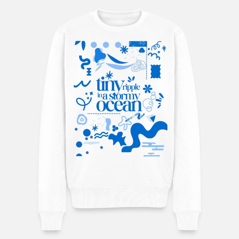 Petite ondulation dans un océan orageux (schéma chargé) - Pull Premium bio Homme - blanc