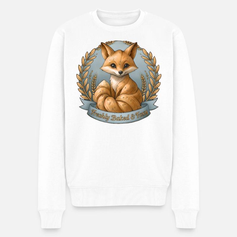 Freshly Baked & Foxy – Fuchs Illustration - Männer Premium Bio Pullover - Weiß
