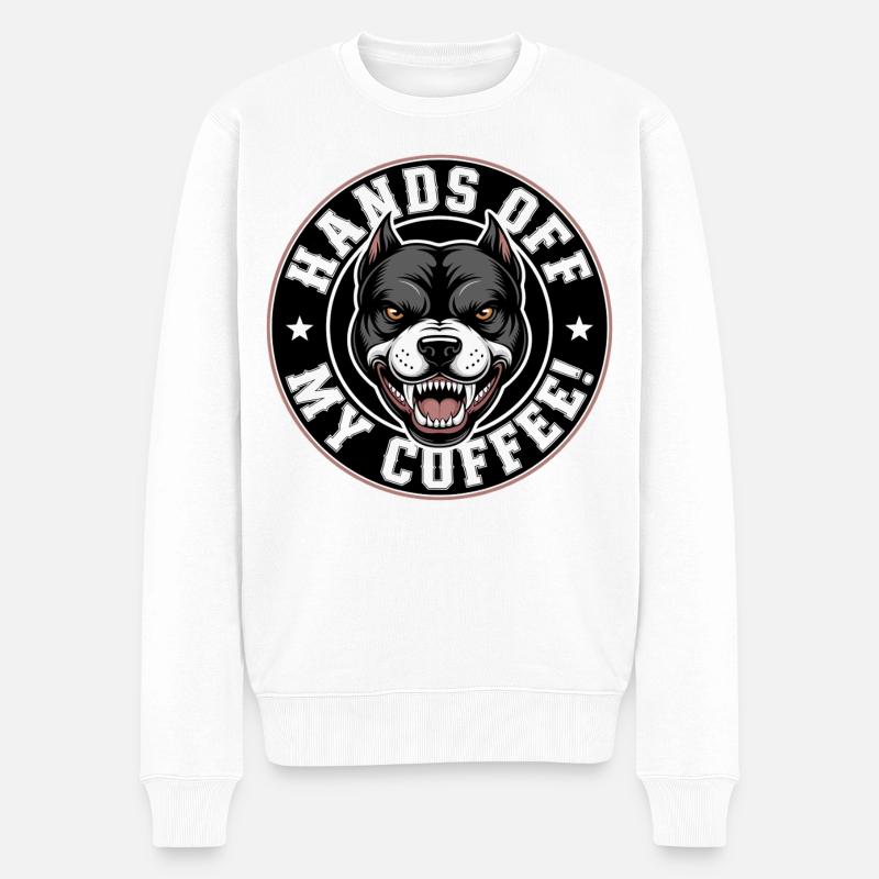 Hände weg von meinem Kaffee - Männer Premium Bio Pullover - Weiß