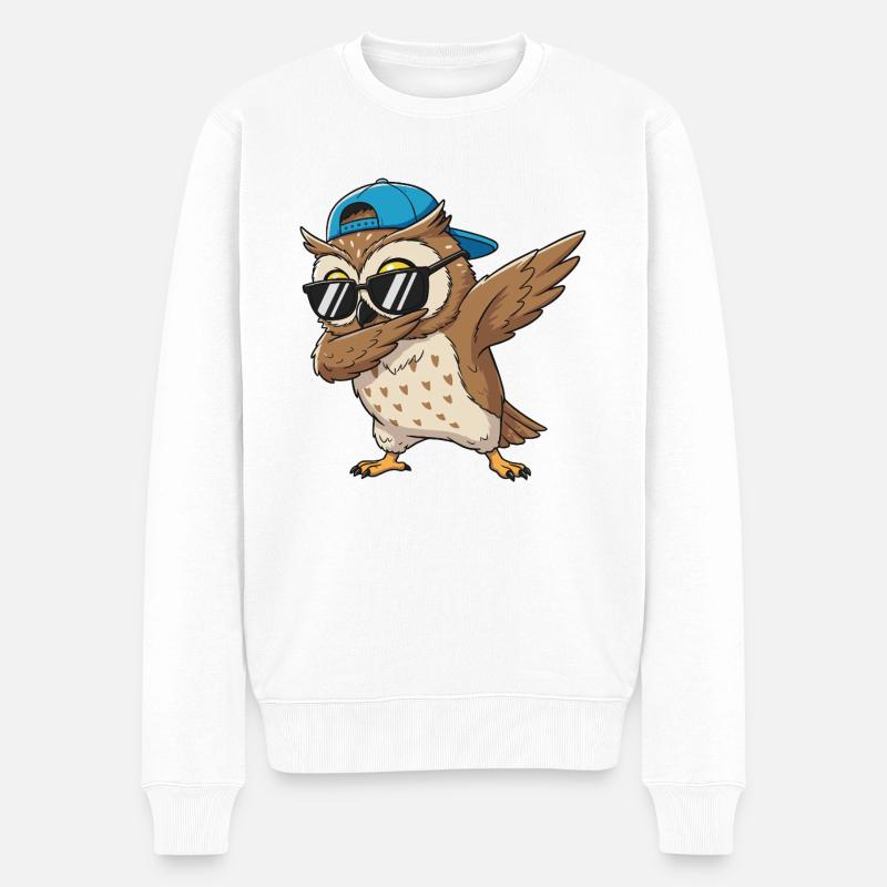 Cool Dabbing Owl Sonnenbrillen-Cartoon-Kunst - Männer Premium Bio Pullover - Weiß
