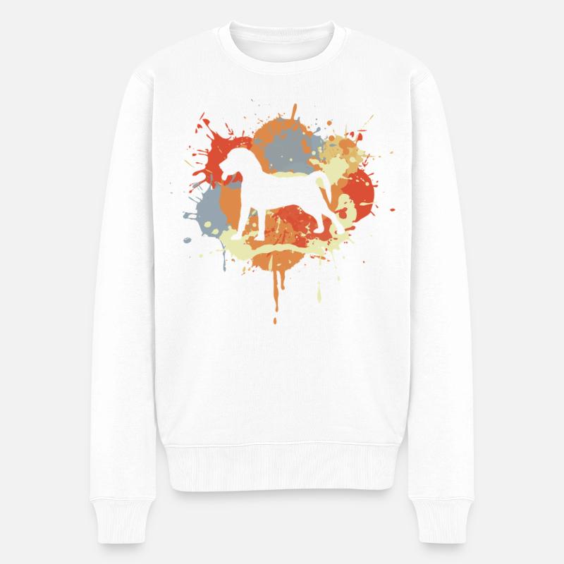 Hund Zeichnung - Männer Premium Bio Pullover - Weiß