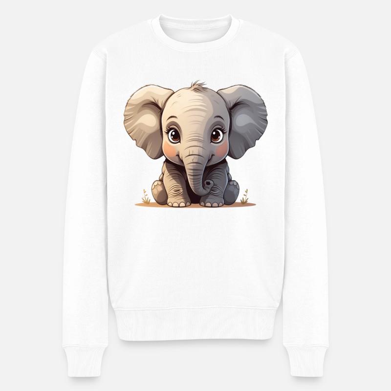 Dessin animé mignon bébé éléphant - Pull Premium bio Homme - blanc