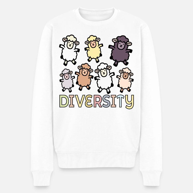 Vielfalt Schaf-Inklusion - Männer Premium Bio Pullover - Weiß
