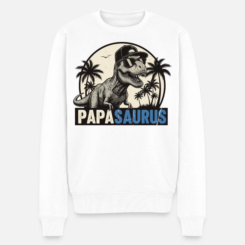Papasaurus – Cool T-Rex Father Design - Pull Premium bio Homme - blanc