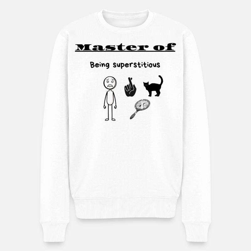 Meister des Abergläubischen Seins - Männer Premium Bio Pullover - Weiß