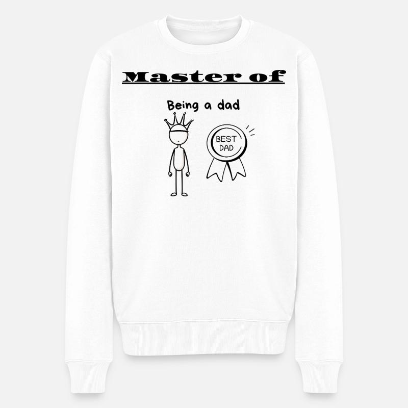 Meister des Vaterseins - Männer Premium Bio Pullover - Weiß