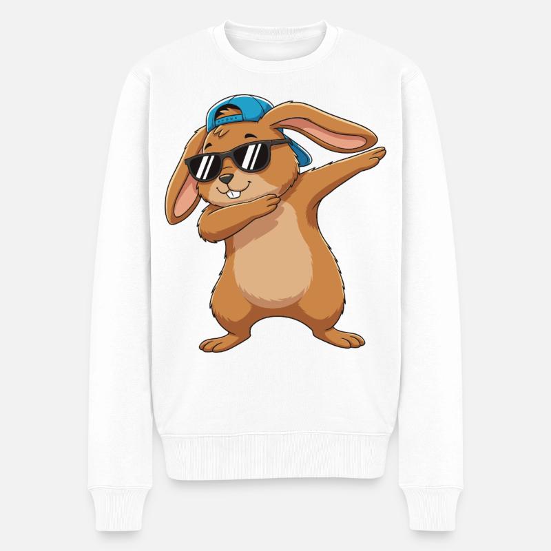 Cool Dabbing Rabbit Sonnenbrillen-Cartoon-Kunst - Männer Premium Bio Pullover - Weiß