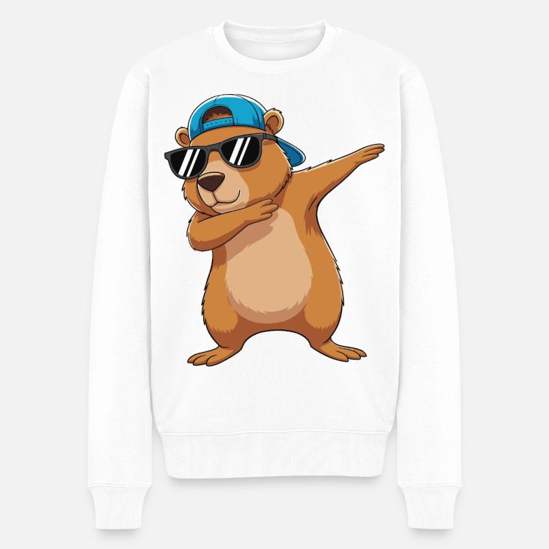 Cool Dabbing Bear Sonnenbrillen-Cartoon-Kunst - Männer Premium Bio Pullover - Weiß