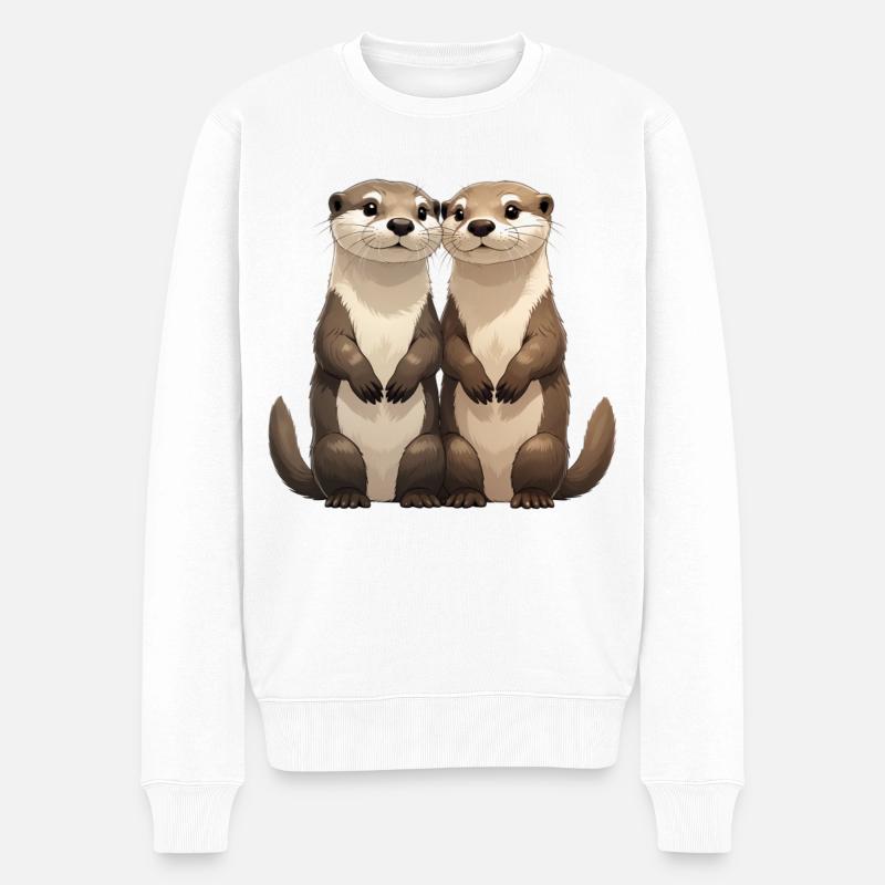 Zwei niedliche Erdmännchen - Männer Premium Bio Pullover - Weiß