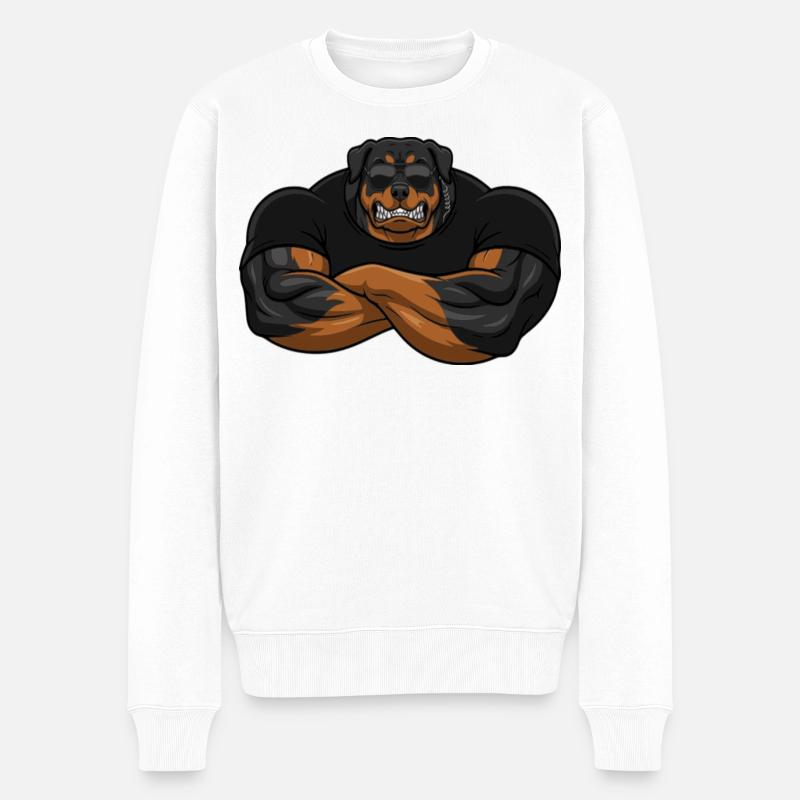 Rottweiler Security – Der härteste Türsteher - Männer Premium Bio Pullover - Weiß