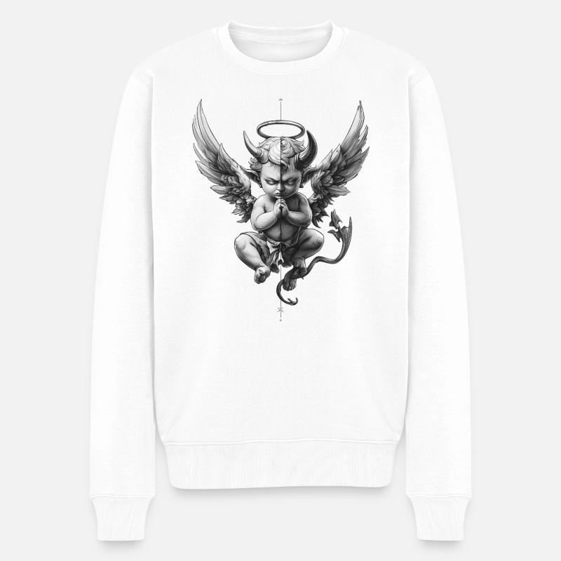 Anges et Démons : Noir et Blanc - Pull Premium bio Homme - blanc