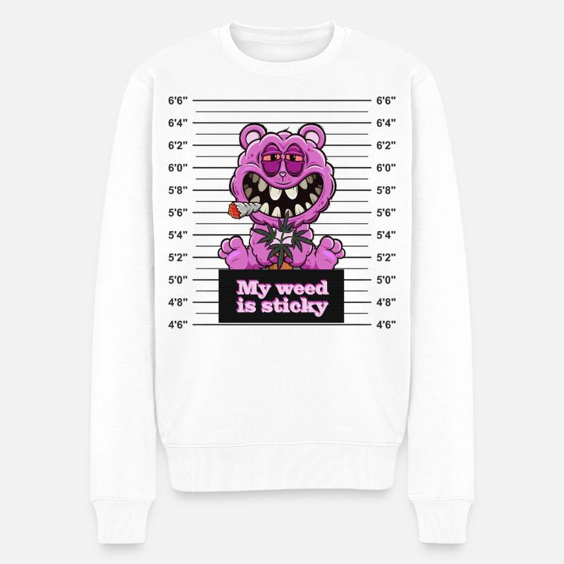 My weed is sticky - Männer Premium Bio Pullover - Weiß