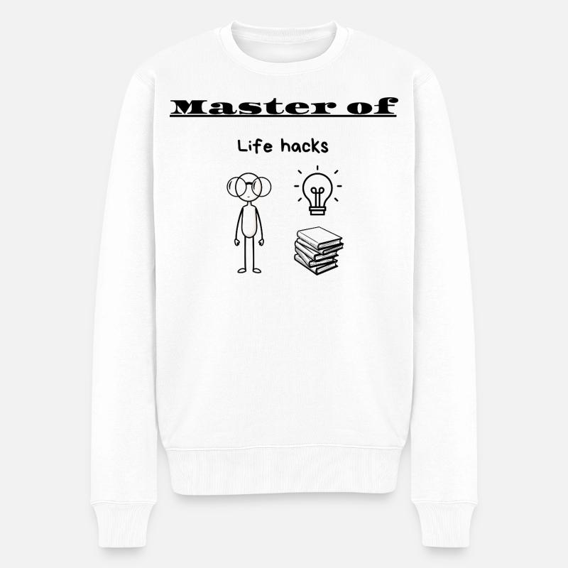 Meister-of-Life-Hacks - Männer Premium Bio Pullover - Weiß
