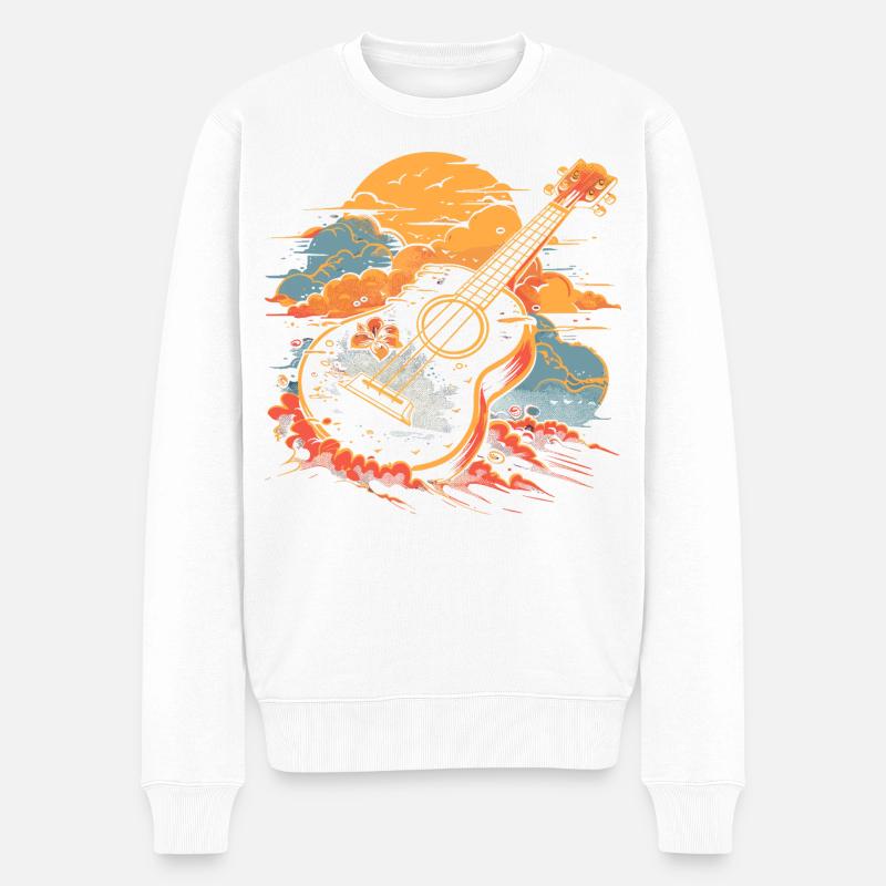 Illustration au ukulélé - Pull Premium bio Homme - blanc