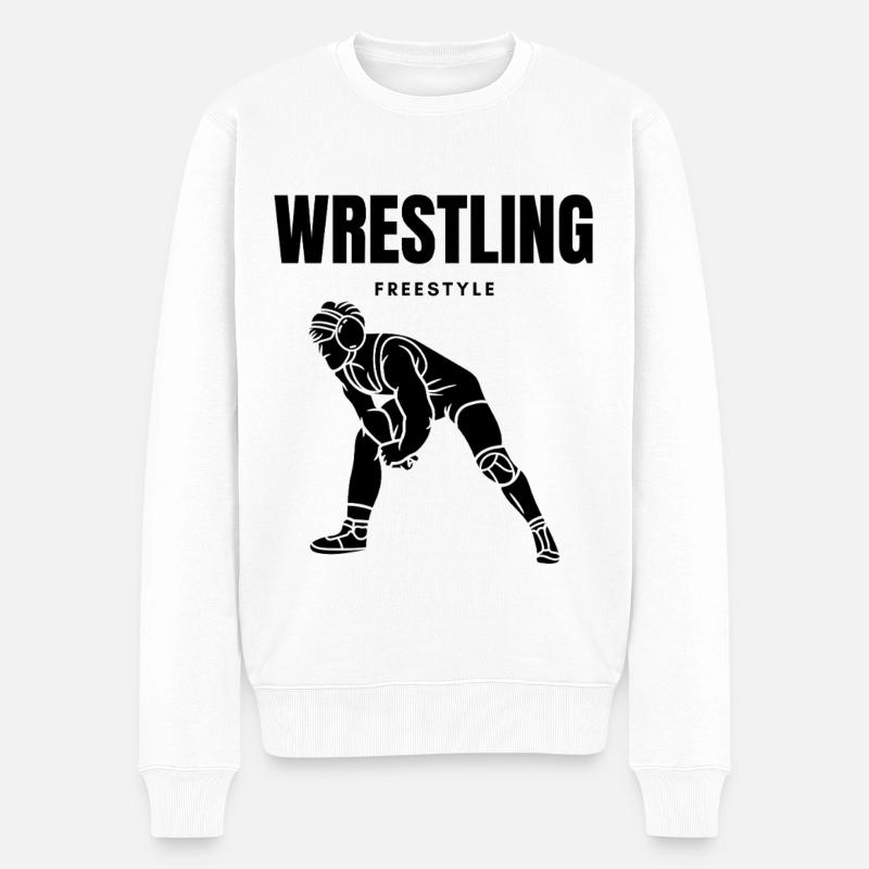 SUR LE TAPIS — LUTTE LIBRE - Pull Premium bio Homme - blanc