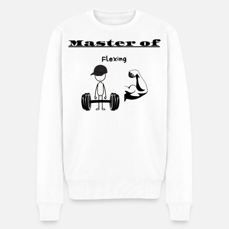 Meister des Flexens - Männer Premium Bio Pullover - Weiß