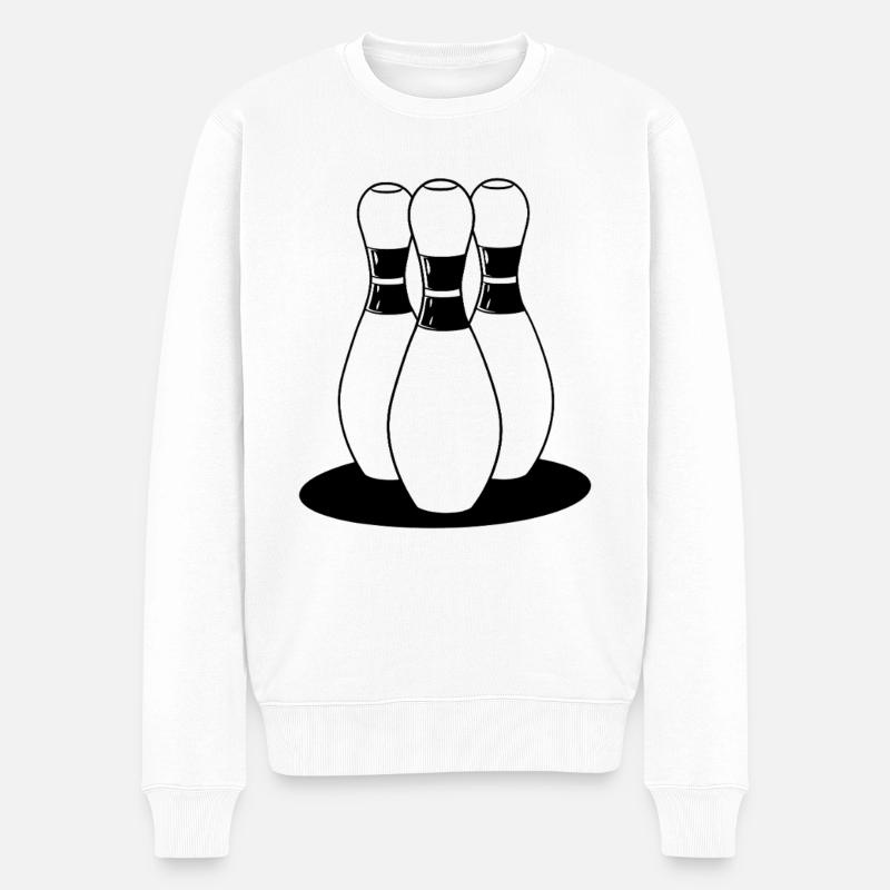 Bowling Cartoon Look - Männer Premium Bio Pullover - Weiß