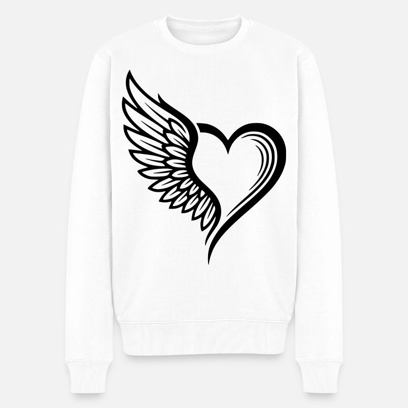 Angel Wings Herz-Logo - Männer Premium Bio Pullover - Weiß