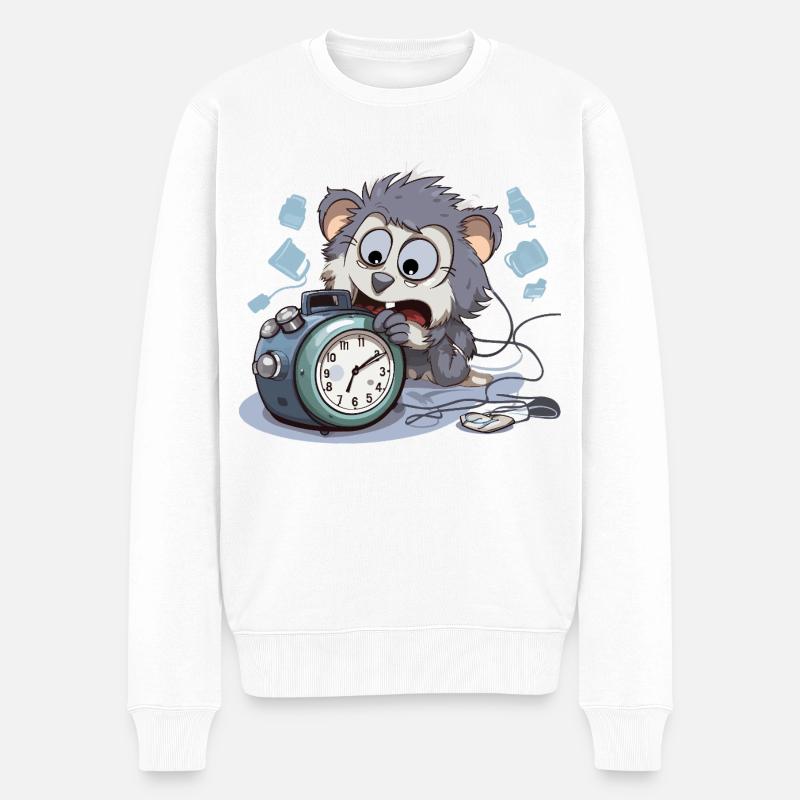 Morgenchaos Otter Wecker - Männer Premium Bio Pullover - Weiß