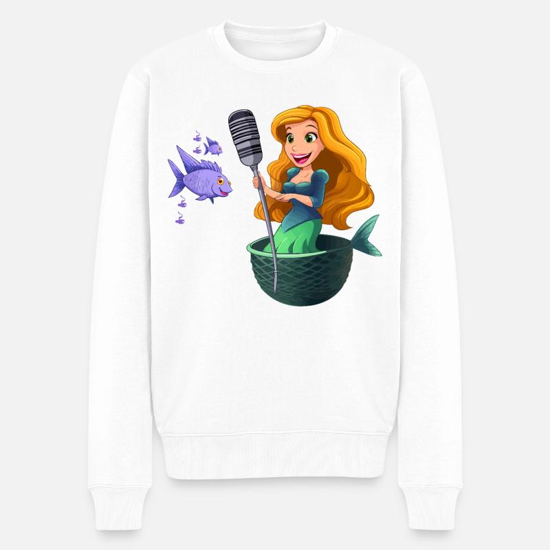 Karaoké sirène sur le net - Pull Premium bio Homme - blanc