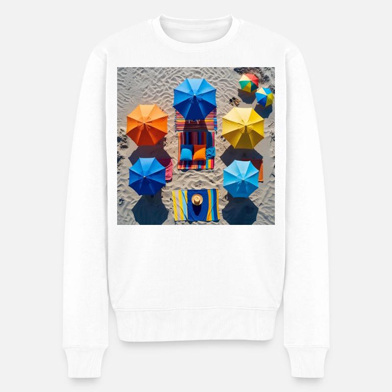 Bunter Rückzugsort am Strand - Männer Premium Bio Pullover - Weiß