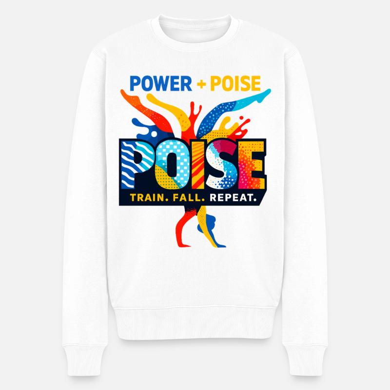 Diction de la gymnastique puissance + Poise - Pull Premium bio Homme - blanc