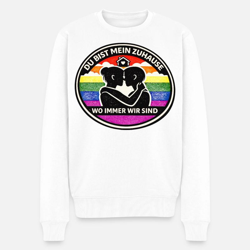 Du bist mein Zuhause Regenbogen Liebe - Männer Premium Bio Pullover - Weiß