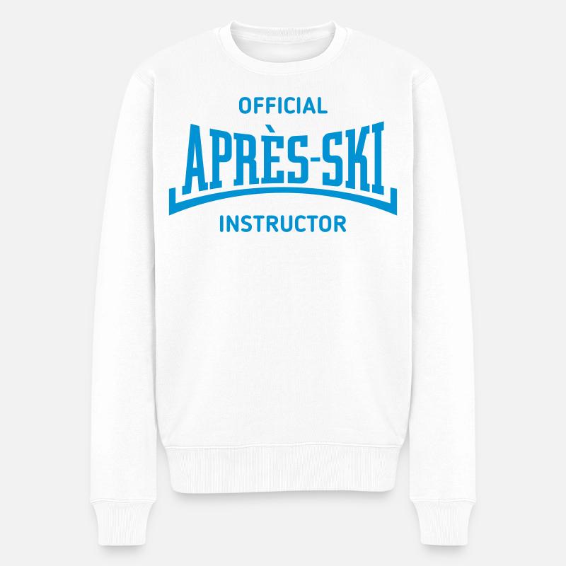 Moniteur officiel d’après-ski (concave / bleu) - Pull Premium bio Homme - blanc