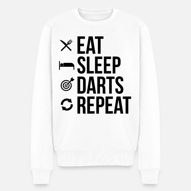 Eat_Sleep_Darts_Repeat - Männer Premium Bio Pullover - Weiß