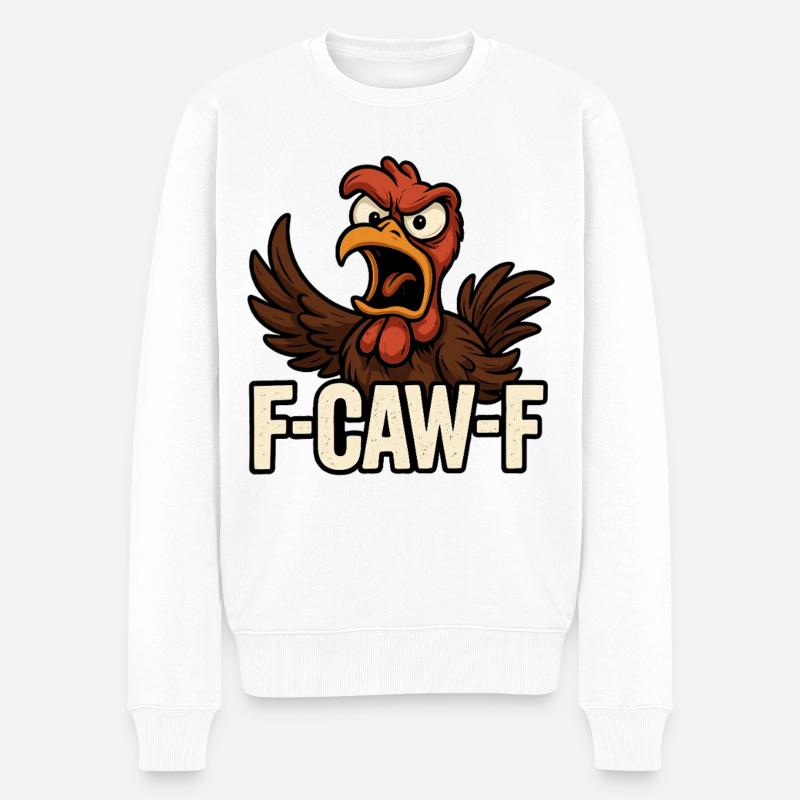 F-CAW-F – Wütendes Huhn Spruch - Männer Premium Bio Pullover - Weiß