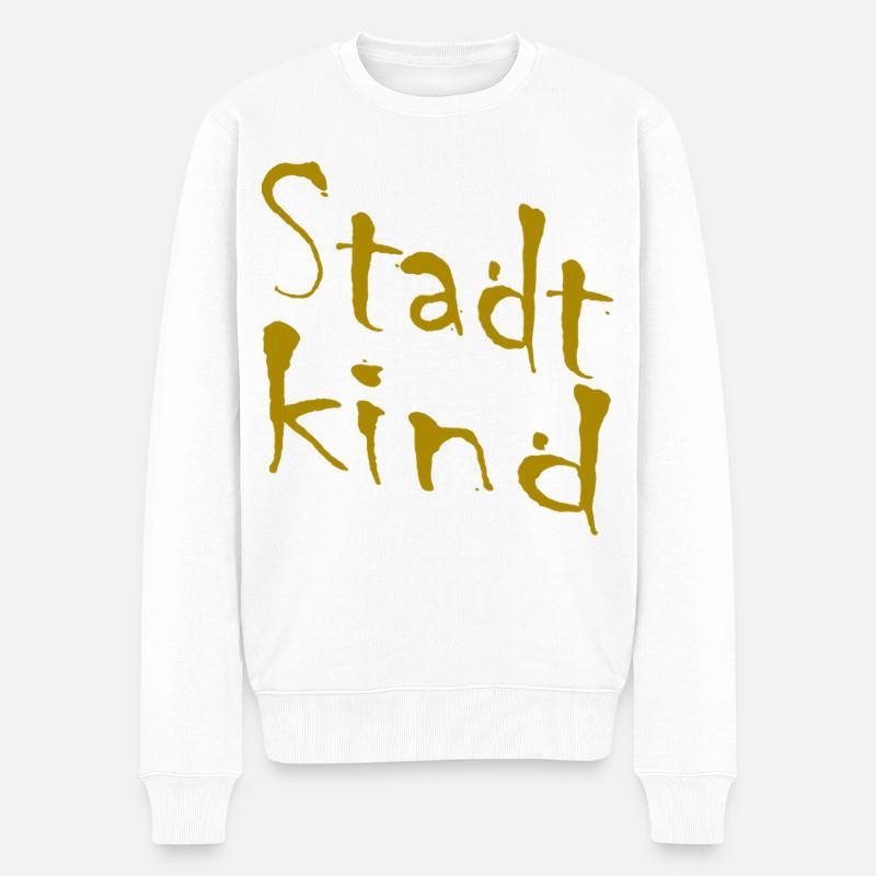 Stadtkind Handlettering Gold - Männer Premium Bio Pullover - Weiß