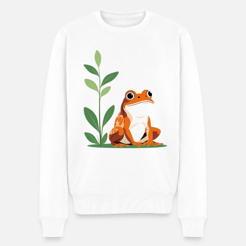 Fröhlicher Laubfrosch im Grün - Männer Premium Bio Pullover - Weiß