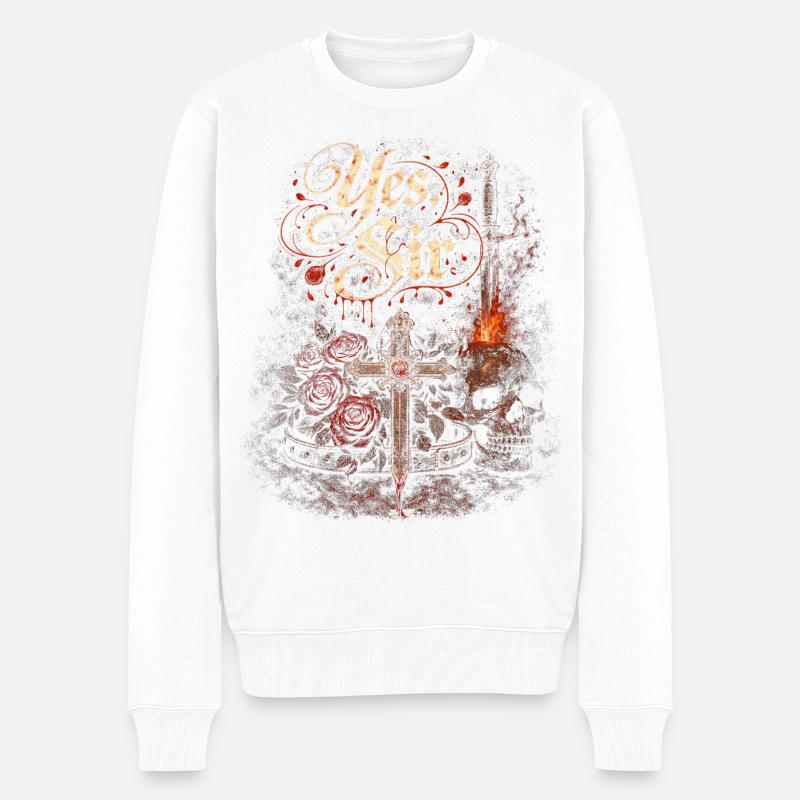 Dark Romance Booktok Yes, Sir - Männer Premium Bio Pullover - Weiß