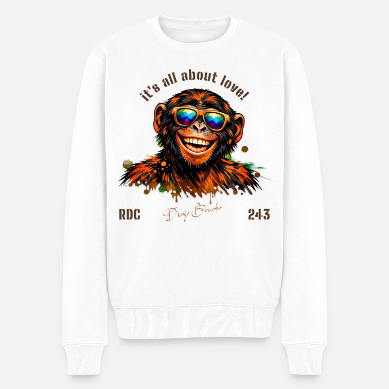 Diogo Bonobo from DRC - Männer Premium Bio Pullover - Weiß