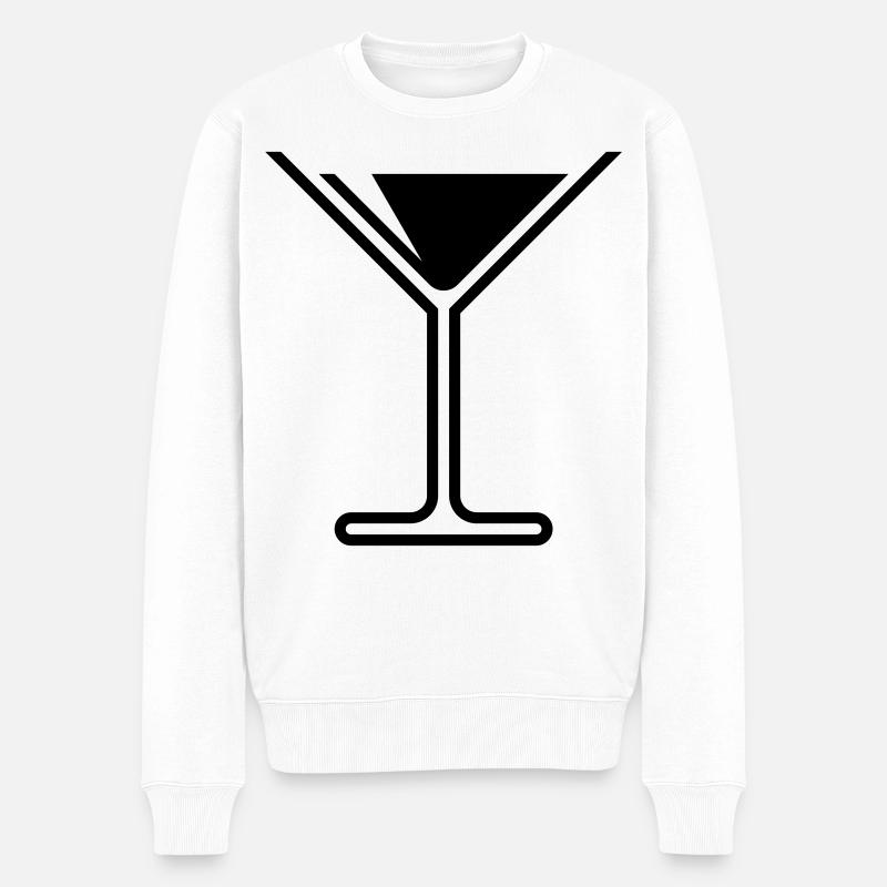 Cocktail / Cocktailglas / Martini – (Black) - Männer Premium Bio Pullover - Weiß