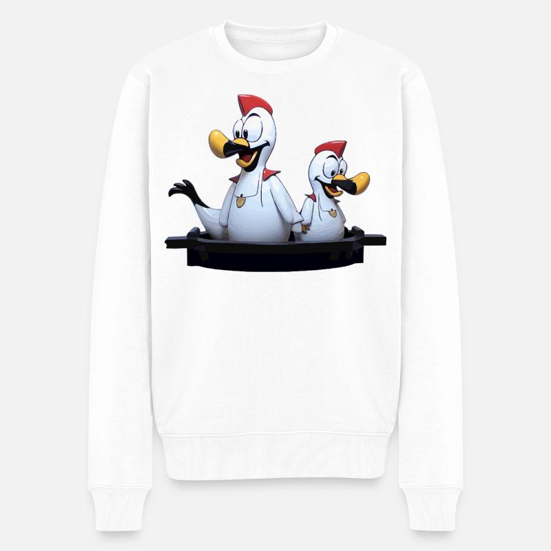 Duo de mouettes sur la jetée - Pull Premium bio Homme - blanc